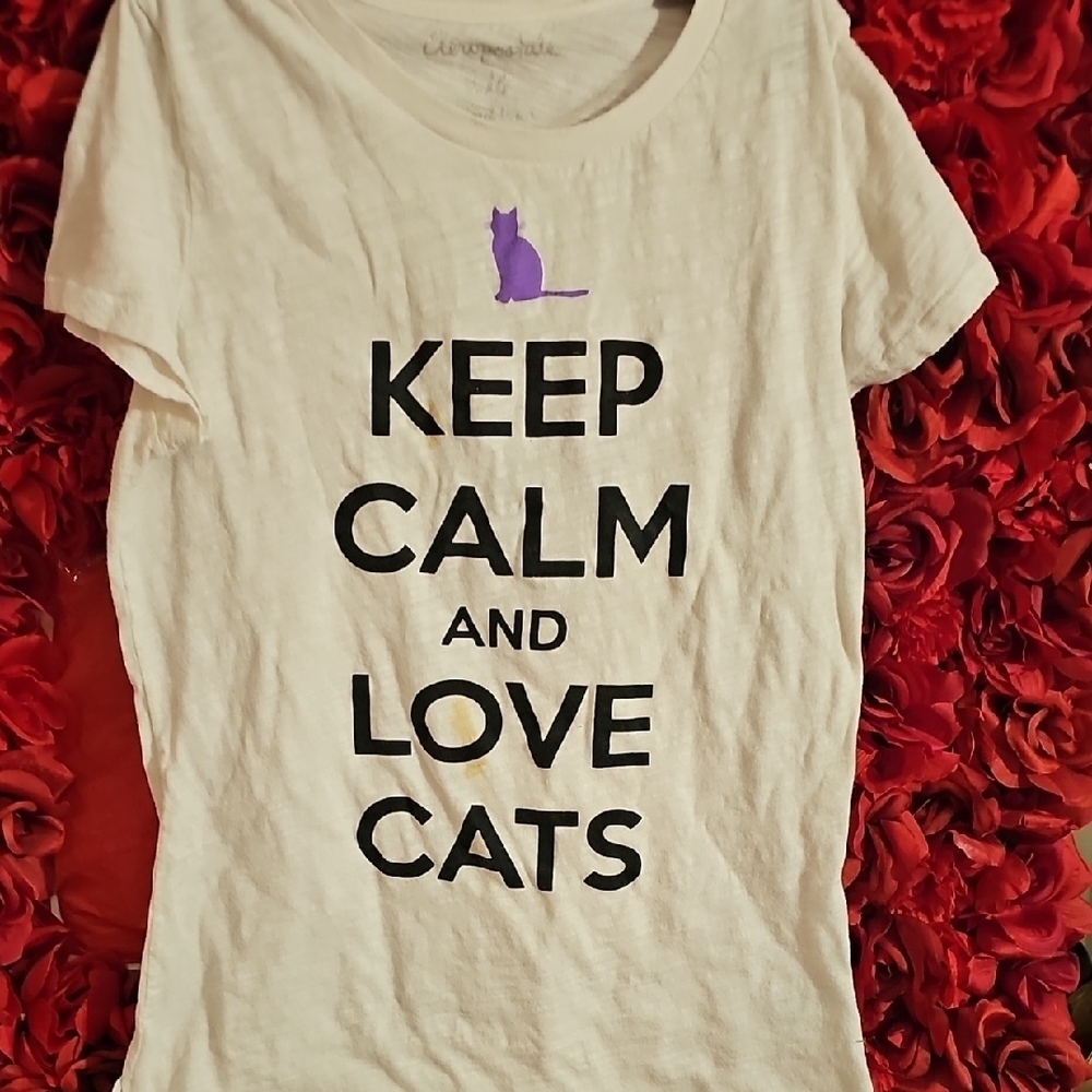 Keep Calm and Love Cats T-Shirt - Cream